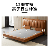 左右沙发真皮床主卧室大床现代简约双人床1.8米皮艺床家具意式轻奢1.5米婚床软靠实木框双人床DR096