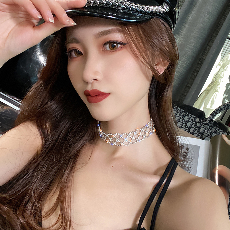 欧美性感网红超闪水钻颈链chocker锁骨链女脖子饰品韩国短款项链
