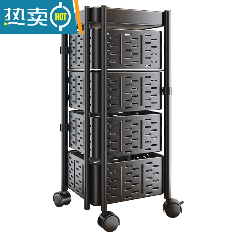 敬平加厚旋转置物架厨房专用蔬菜零食收纳落地多层夹缝小推车菜篮子高清大图