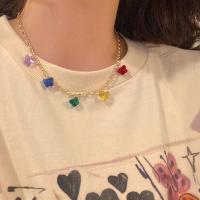 春日彩色蝴蝶项链女轻奢小众设计感2021年新款锁骨链简约百搭颈链 五彩蝴蝶项链