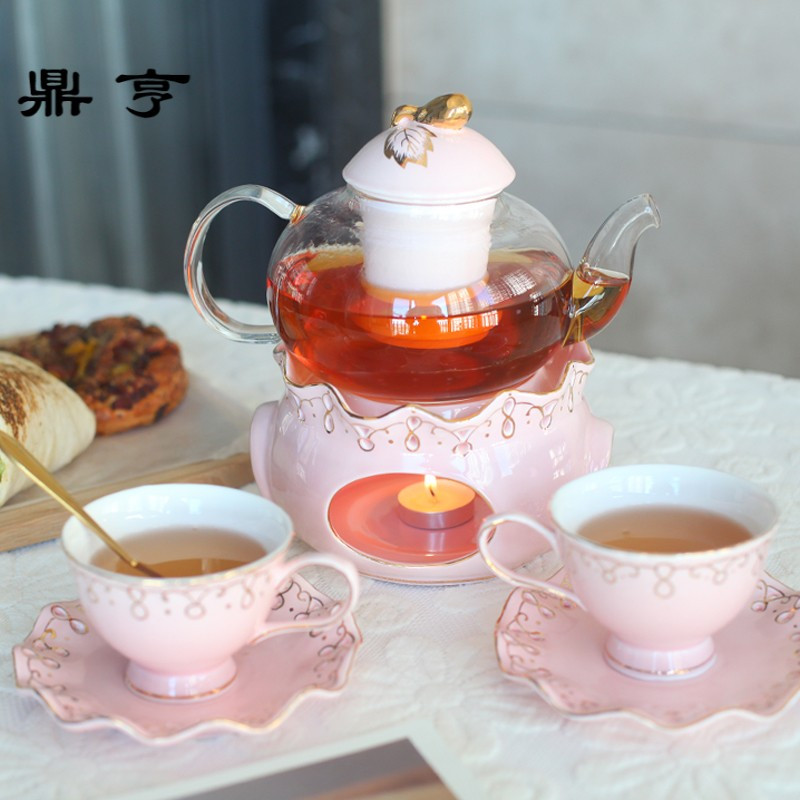 鼎亨陶瓷欧式水果花茶杯套装家用蜡烛加热底座玻璃花茶壶英式下午