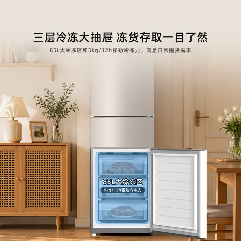 海信冰箱239升三门一级能效风冷无霜双变频小户型家用节能电冰箱 BCD-239E3SRNKD高清大图