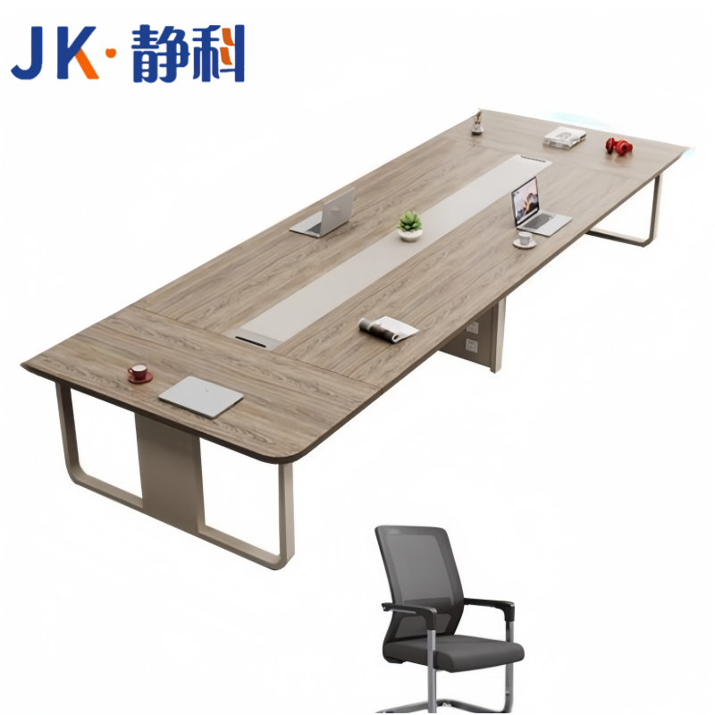 静科长条桌240*120*75cm+8把椅子套高清大图