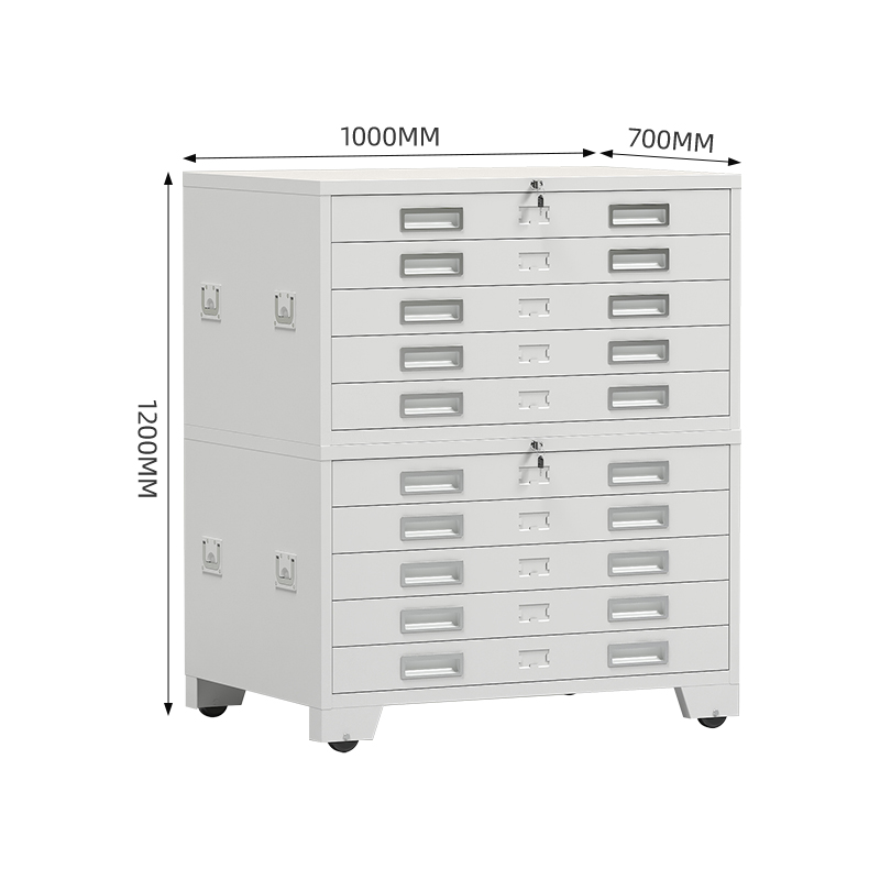 臻远 ZY-DTGA-2 工程图纸柜收纳柜 白色1号双节柜高清大图