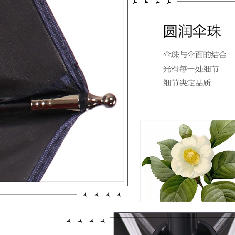 天堂伞 3331E黑胶升级款自开收三折商务遮阳伞晴雨伞