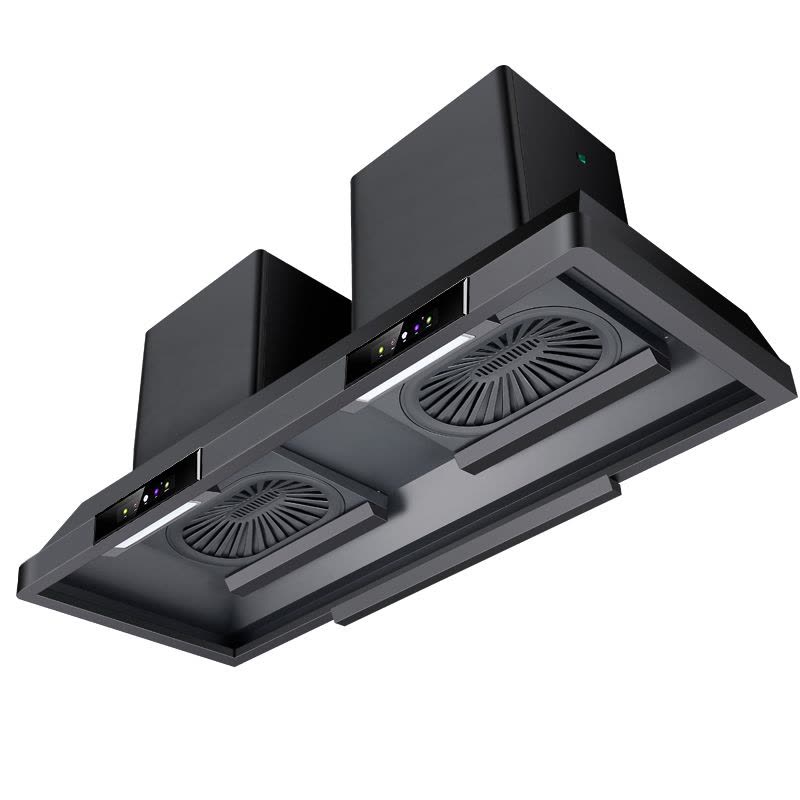 [2400W免清洗]欢呼好太太商用抽油烟机大吸力T型塔型顶吸式饭店员工食堂农村土灶柴火灶吸油机双机头黑色2米自行安装图片