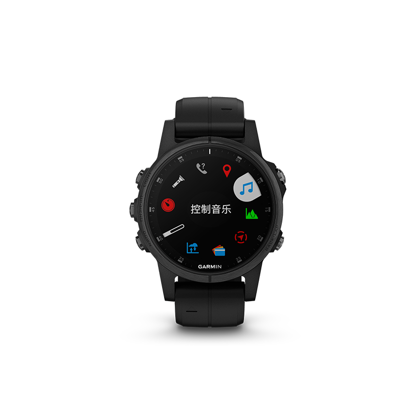 佳明GARMIN飞耐时5sPlus健身音乐时尚NFC支付GPS导航户外运动功能手表防水100m(中文蓝宝石版 深邃黑)