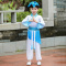 男女童开笔礼弟子规三字经孔子礼仪古装汉服国学书童演出服表演服 天蓝色 100 cm身高