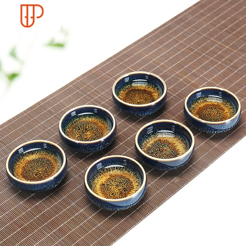 景德鎮天目釉建盏茶杯功夫茶杯品茗杯主人杯陶瓷单杯个人茶杯茶具 国泰家和 0873-单个天目釉曜变18号杯(简约装)