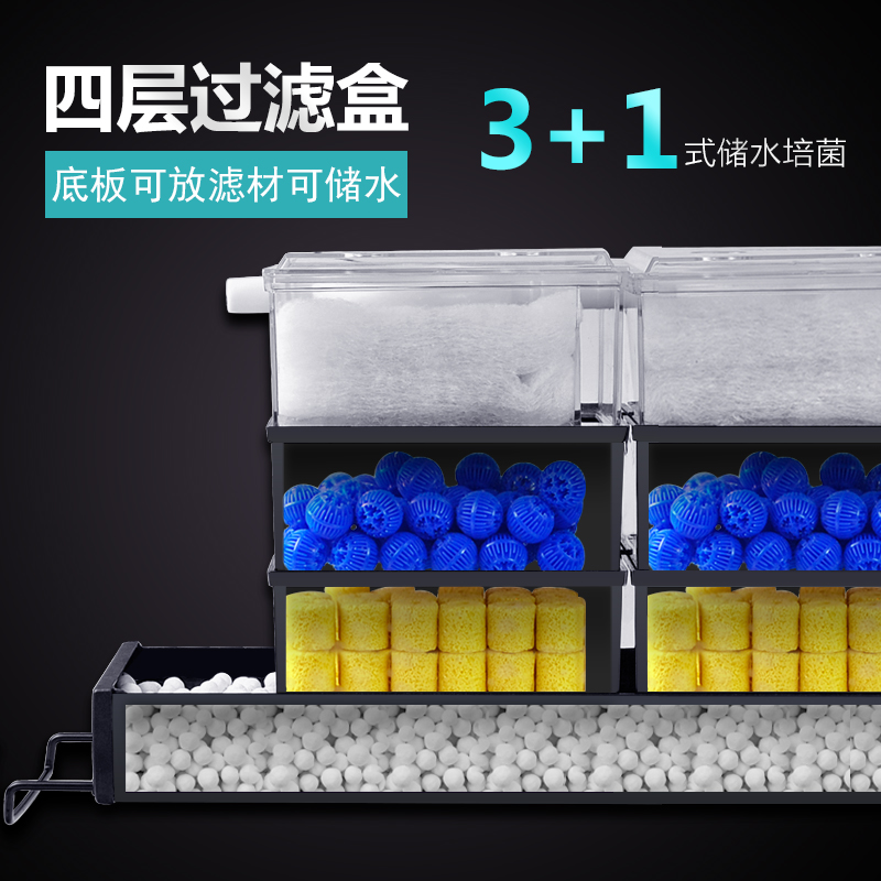 鱼缸过滤器升版滴流过滤盒储水式滴流盒4层滴流过滤器底板储水高清大图