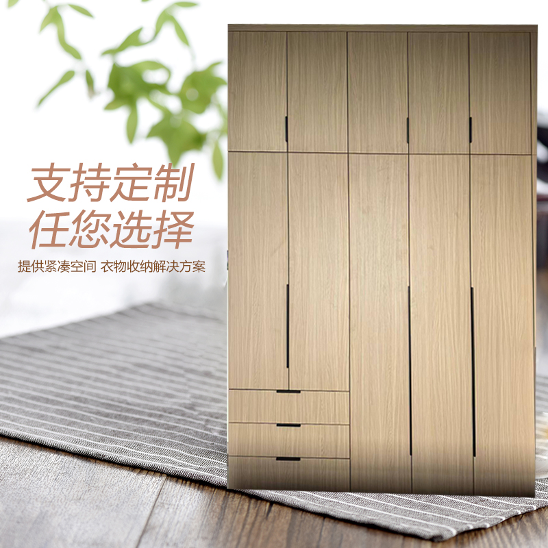 衣柜卧室平开门欧式简易家用多门收纳储物大衣橱高清大图