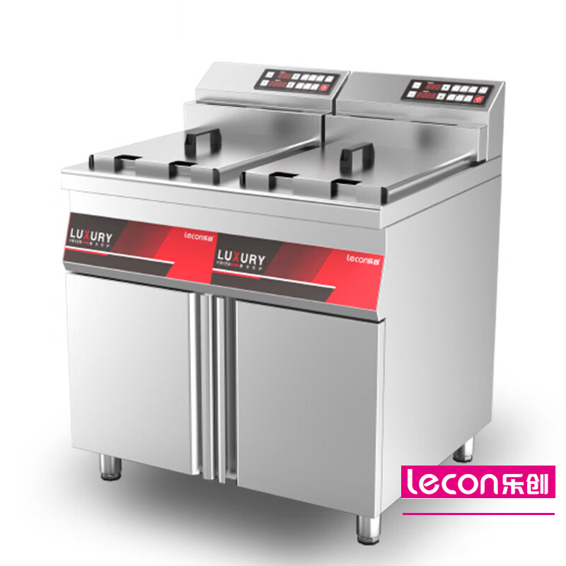 乐创(lecon)电炸锅商用小吃油炸锅油炸炉电炸锅薯条机炸串机64L智能立式双电炸炉 LC-TB-86-2
