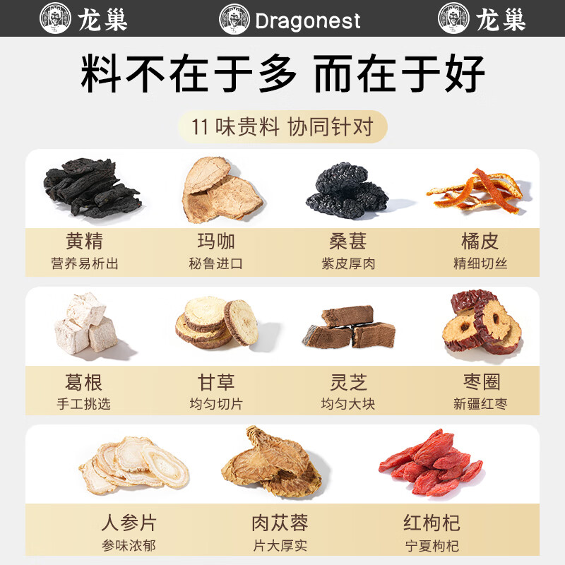 龙巢(DRAGONEST)人参枸杞玛咖多宝茶男士茶黄精桑葚肾精补强肾茶男士养生茶高清大图
