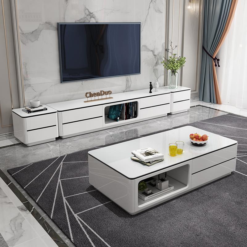 森美人大理石电视柜茶几组合套装现代简约小户型地柜客厅家具影视柜墙柜高清大图