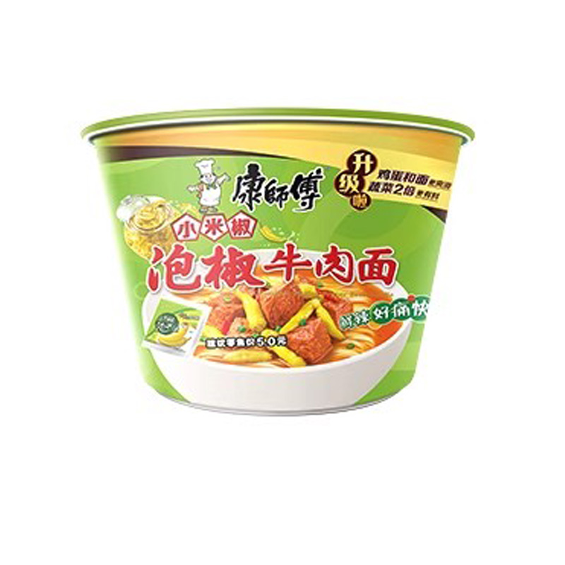 康师傅酸辣牛肉面 桶装124g高清大图
