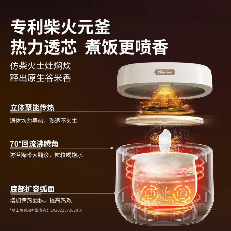 小熊电饭锅 3升底盘加热微电脑控温不粘内胆2-4人家庭热饭保温神器陶瓷油款高清大图
