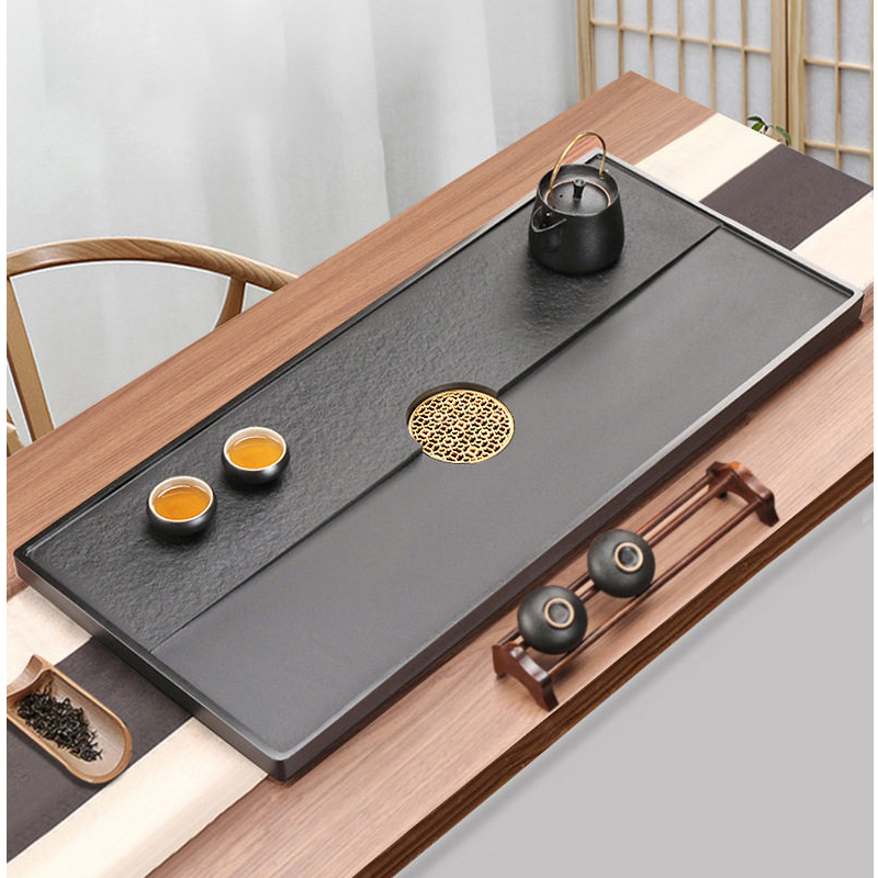 德诚和(DECHENGHE)茶盘现代整块天然石头茶台 办公室功夫石盘 70*37*3cm(镜花水月)高清大图