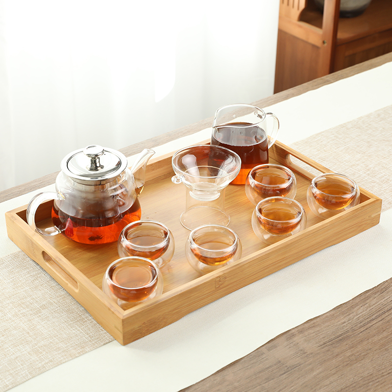 唐宏坊 耐热玻璃茶具套装家用带过滤功夫茶具耐高温透明加厚玻璃花茶壶公道杯茶杯泡茶组合办公室品茶杯子套装
