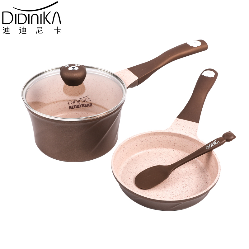 迪迪尼卡(Didinika)杯具熊乖乖熊宝宝辅食锅不粘锅小奶锅婴儿多功能煎煮一体锅煎锅奶锅套锅汤锅