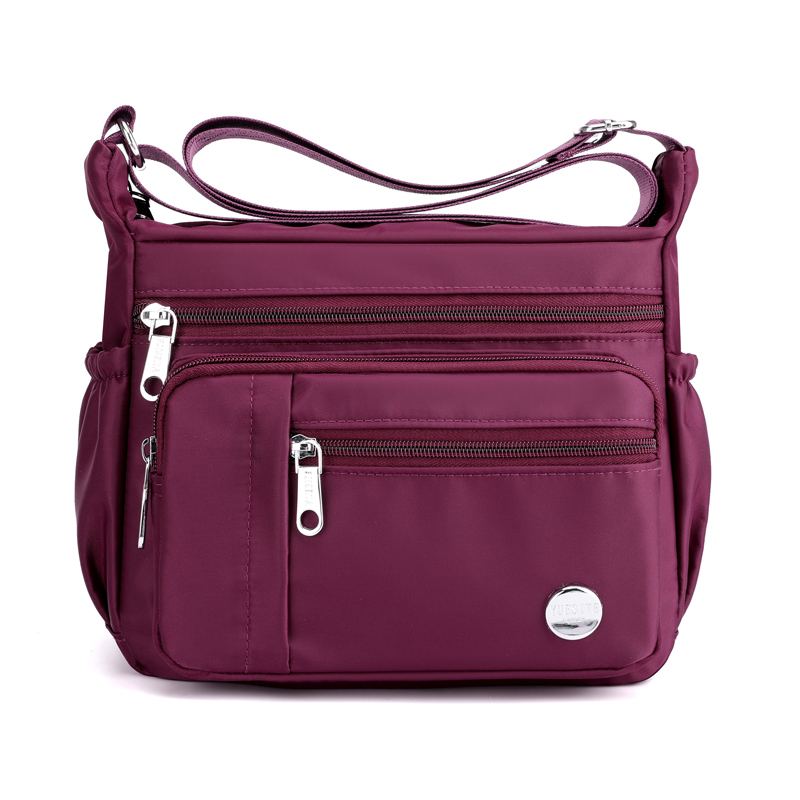 紫色牛津布包尼龙女包女士单肩斜挎包大容量休闲背包妈咪包帆布小包包