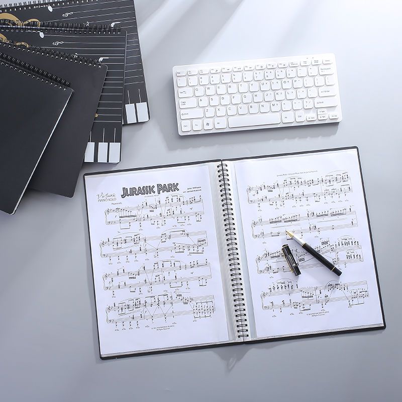 可做插页袋式曲谱乐谱夹钢琴谱册夹子学生资料册文件夹黑色a4