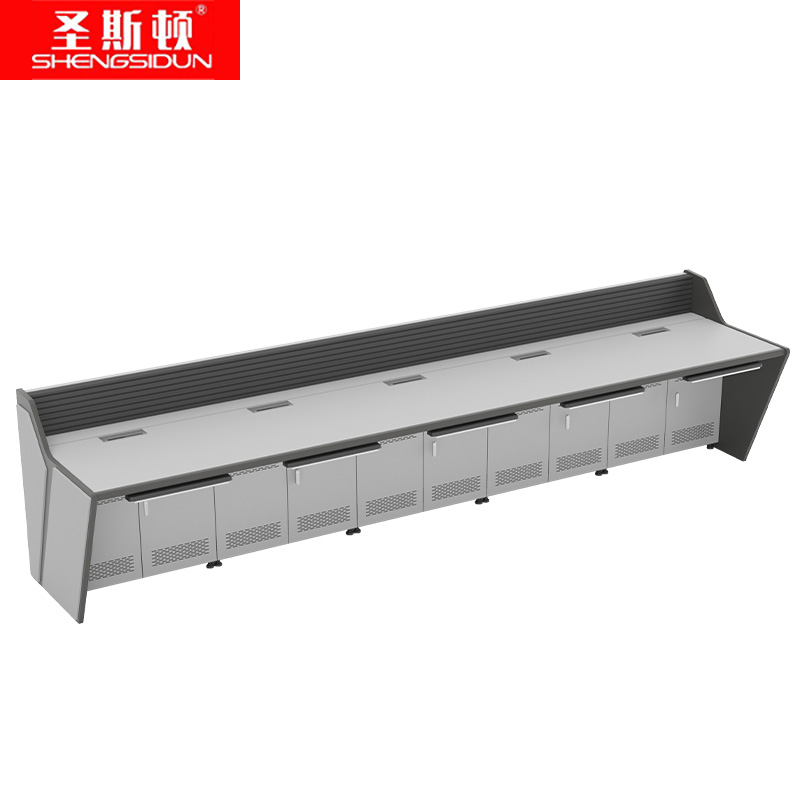 圣斯顿 钢木烤漆直形操控台 S-ZG6000 6000*950*1050mm 灰色 张高清大图