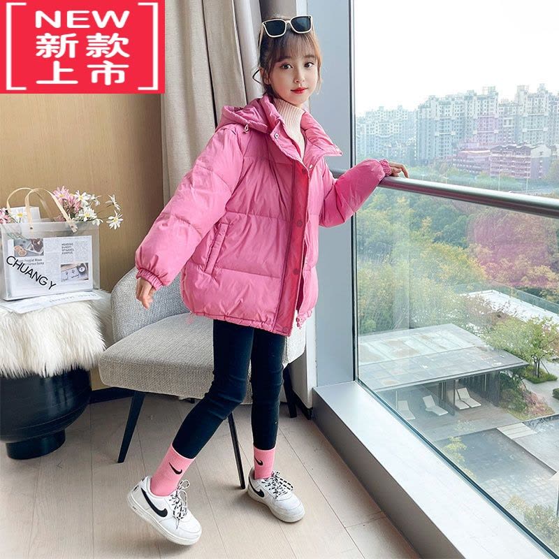 可莉允女童冬季棉衣2022新款加厚面包服外套中大童时尚手塞棉洋气棉袄棉服图片