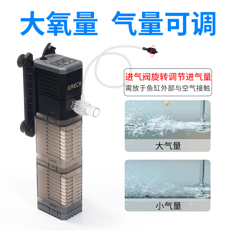 小鱼缸过滤器免换水内置增氧泵三合一氧气泵小型净水循环家用高清大图