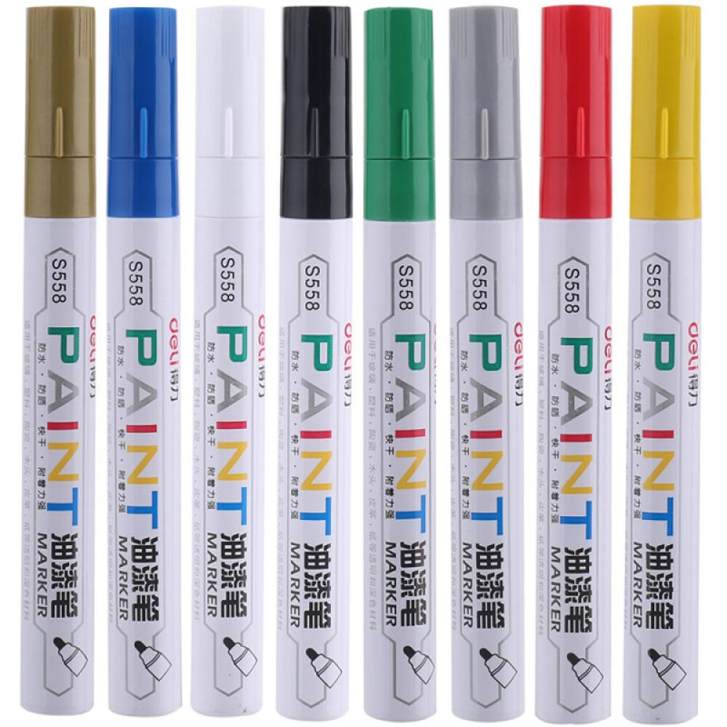 得力(deli)油漆笔油性记号笔3.0mm 12支/盒 (购买备注颜色) 白色