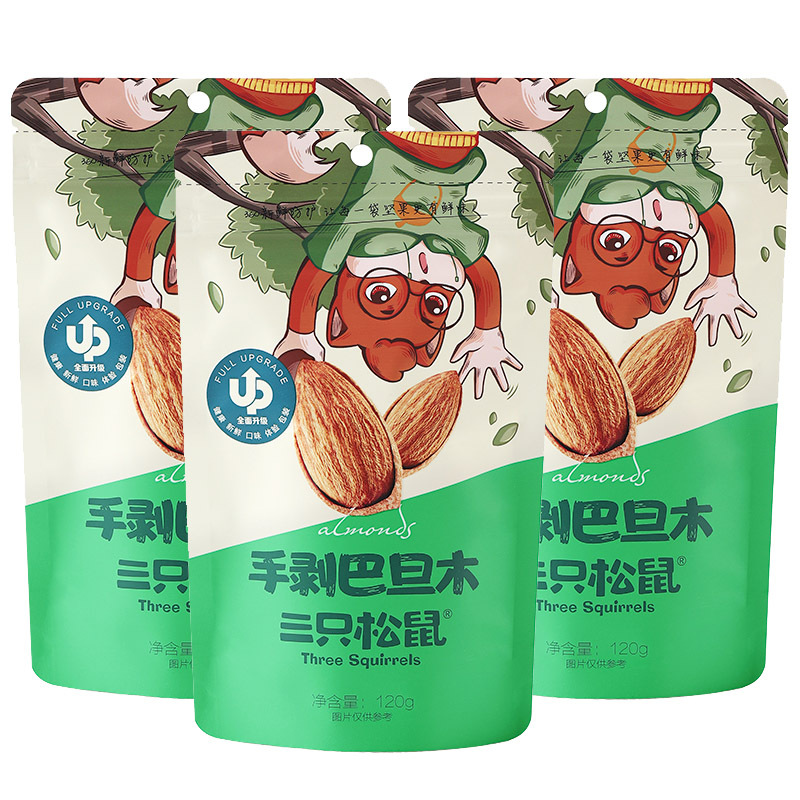 三只松鼠 手剥巴旦木 中袋装120g*3