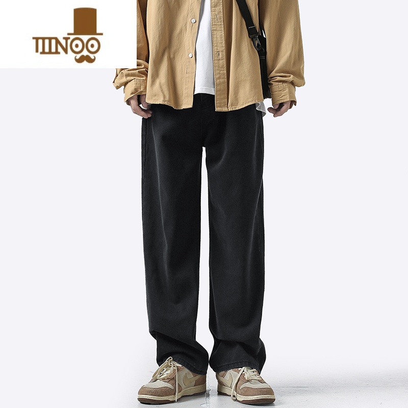 YANXU美式复古高街黄泥牛仔裤男夏季vibe潮牌水洗做旧宽松直筒街牛b式高清大图