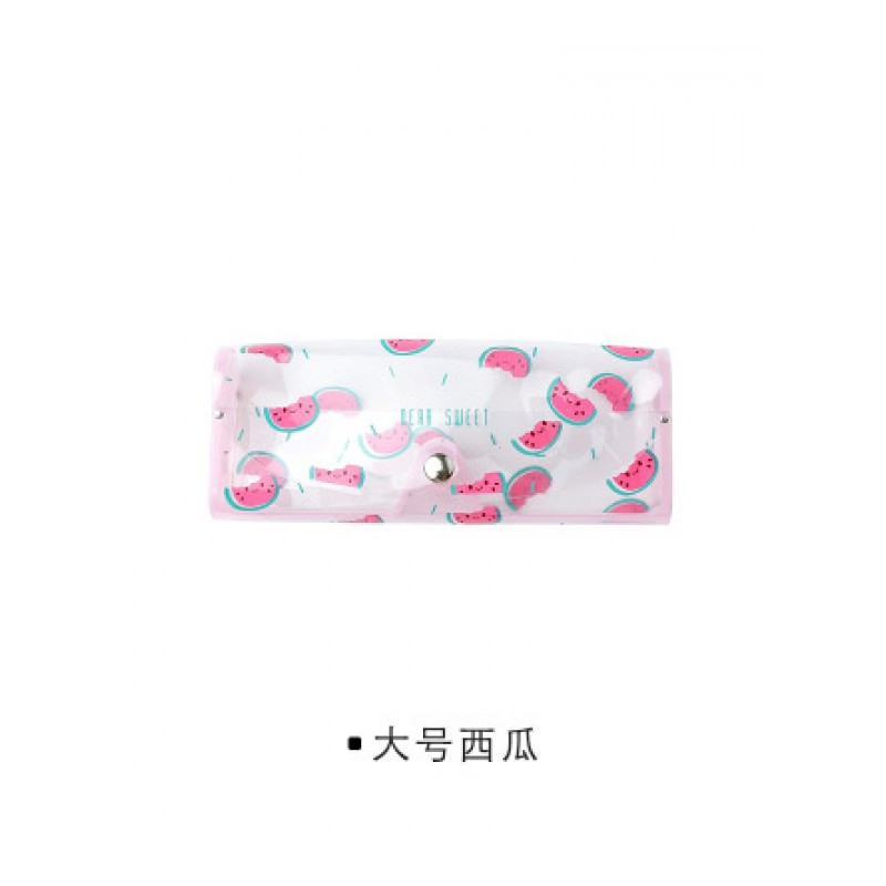 权夫人创意小清新眼镜收纳盒便携式塑料透明轻便近视眼镜盒女款学生 大号西瓜