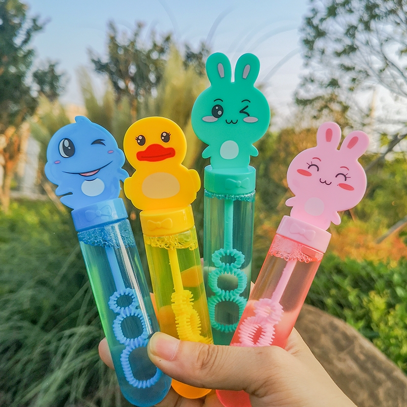 卡通儿童泡泡棒智扣动物吹泡泡玩具小孩小号瓶机大补充装浓缩液水迷你