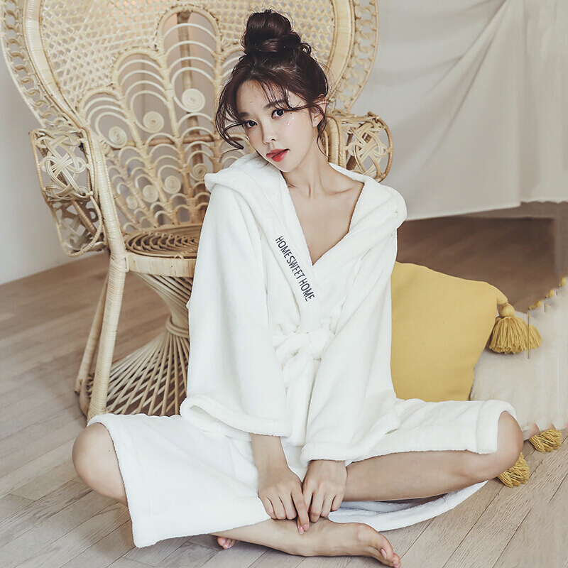 波迷娜(BOMINA)睡袍女冬款性感珊瑚绒加长款睡衣春冬季浴袍腰带晨袍