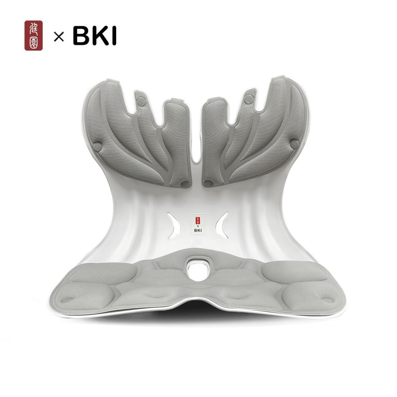 B KI护腰坐垫工位久坐神器人体工学座姿椅办公室腰部支撑靠垫靠背枕托 加大·气质灰[150斤以下适用]