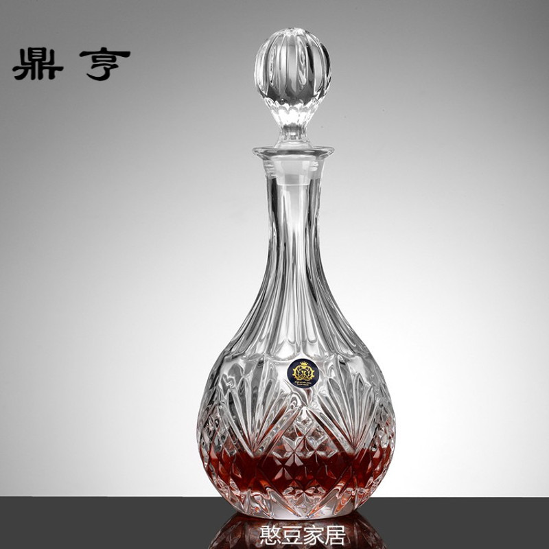 鼎亨进口水晶威士忌醒酒器盛酒器带盖密封红酒存酒瓶酒壶家用玻璃