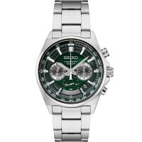 SEIKO/精工 Essentials系列男士手表 时尚百搭三眼计时日历绿盘钢石英防水腕表