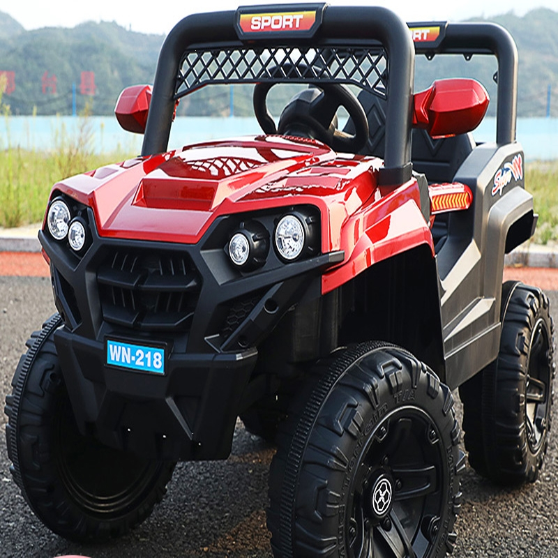 智扣儿童电动车小孩可坐人四轮遥控玩具汽车男女宝宝带摇摆四驱越野车