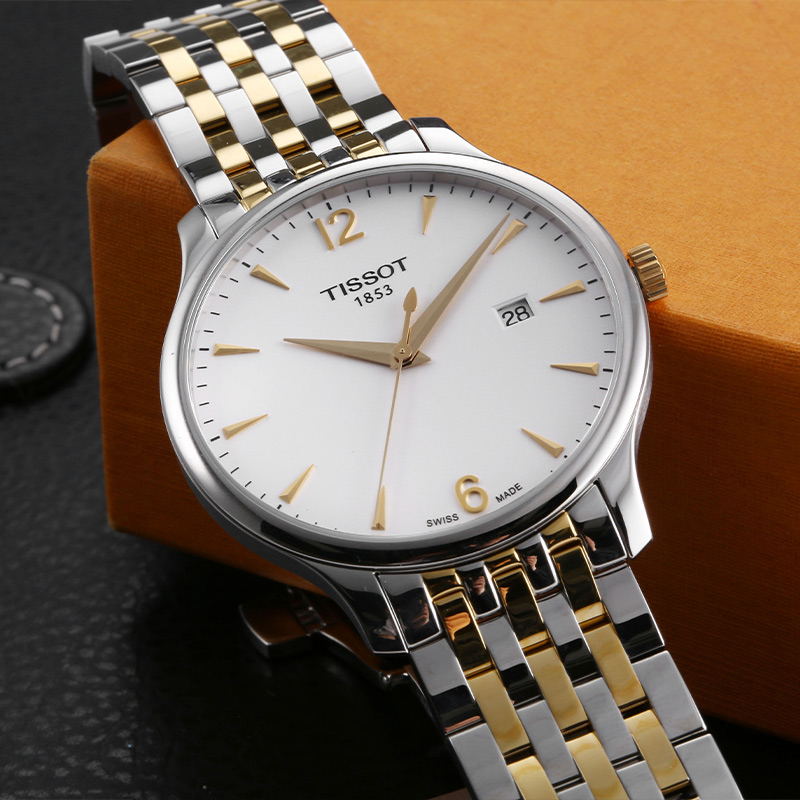 天梭(TISSOT)瑞士手表 简约奢华雅致经典 俊雅系列钢带男士石英表T063.610.22.037.00 礼物高清大图