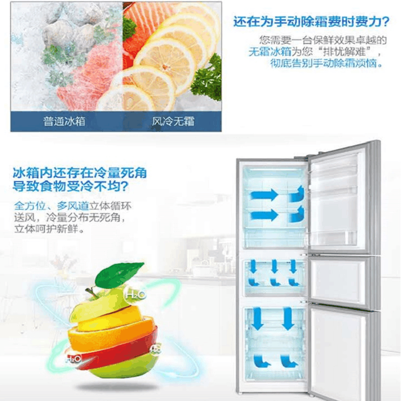 格力(GREE)冰箱231升三门家用360度风冷养鲜宽幅变温小巧不占地节能省电长效净味BCD-231WETG/浮光金图片