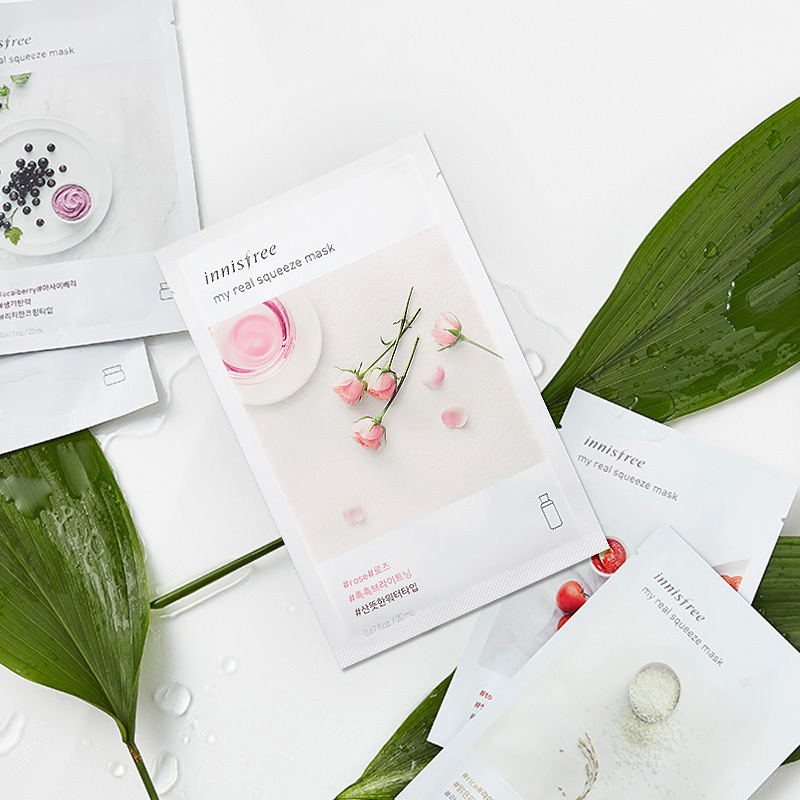 [让肌肤如鲜花般亮泽]Innisfree 悦诗风吟 真萃鲜润 亮泽紧致 玫瑰面膜 20ml/片 弹嫩紧致