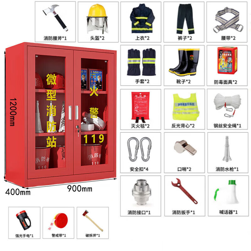 锦北消防器材柜放置工具柜工地商场展示柜应急柜 2人02款升级套餐高清大图