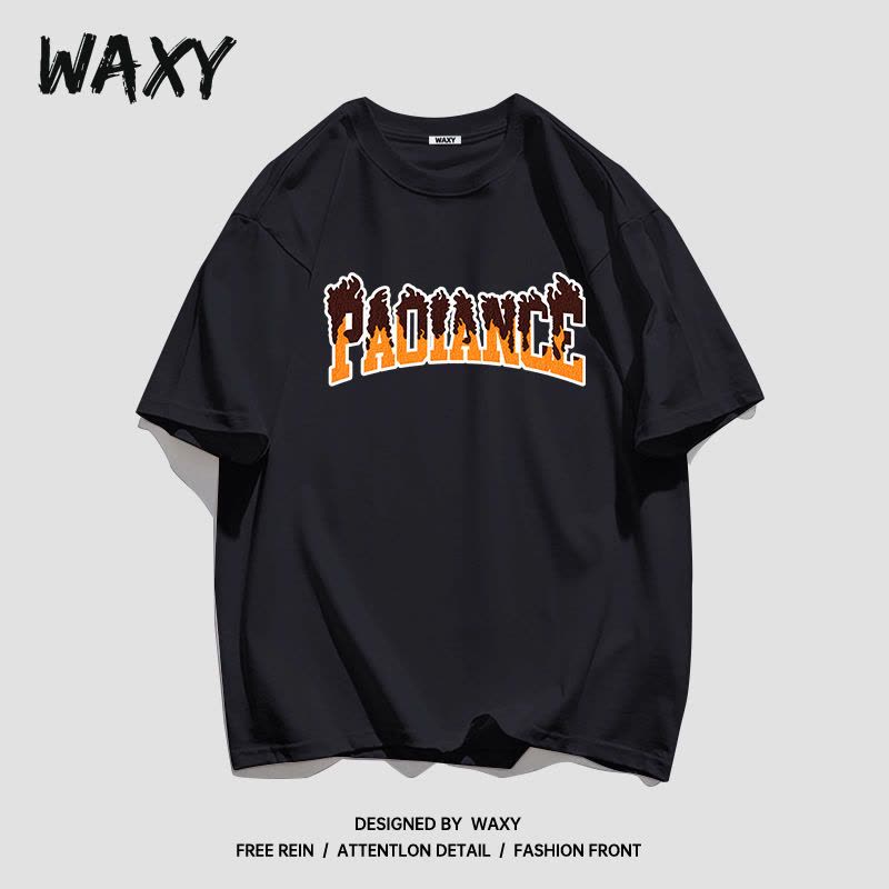 WAXY纯棉T恤圆领短袖女设计感小众学生宽松港风休闲潮流嘻哈上衣图片