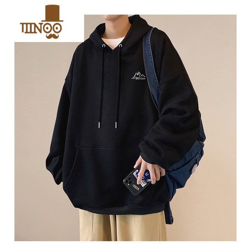 YANXU连帽卫衣男士2023新款春潮牌宽松简约百搭加绒加宽33高清大图