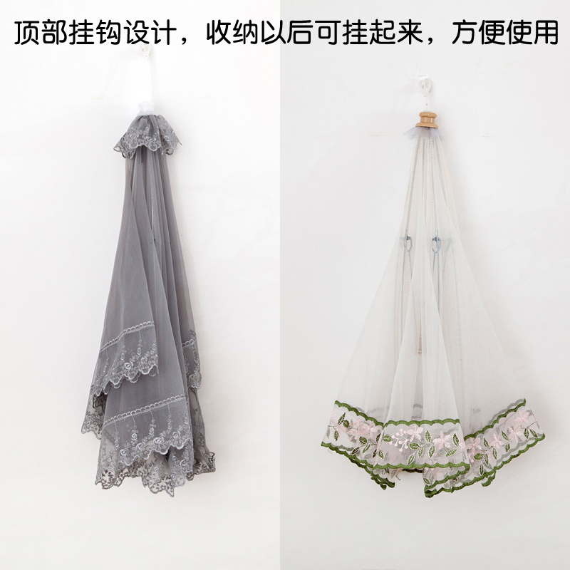 敬平(JING PING)北欧风菜罩家用折叠可拆洗防苍蝇盖菜罩食物饭菜罩子餐桌剩菜罩伞 白色绿边圆形圆80厘米菜罩饭罩高清大图