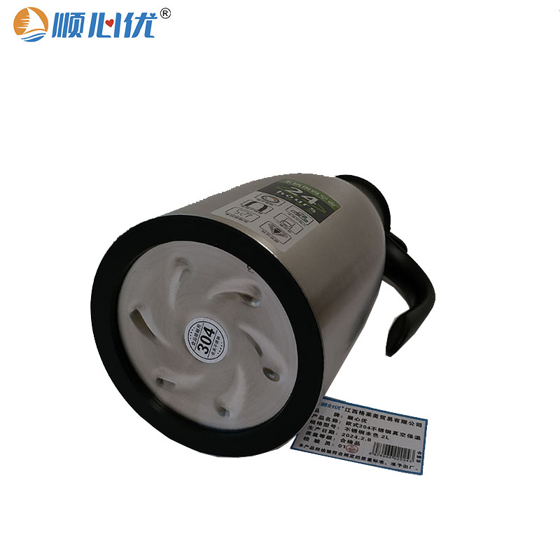 顺心优 欧式304不锈钢真空保温水壶咖啡壶热水瓶 不锈钢本色 2L/个高清大图