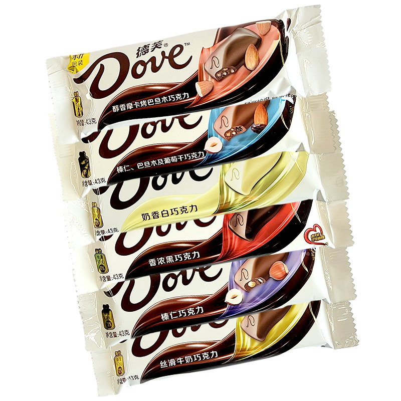 德芙Dove香浓黑巧克力经典牛奶巴旦木榛仁巧克力白巧克力43g排块零食品