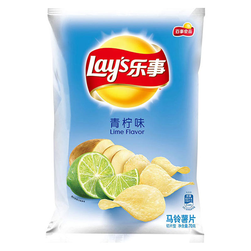乐事lays薯片清新清爽青柠味70g袋装休闲零食增量装随机发货