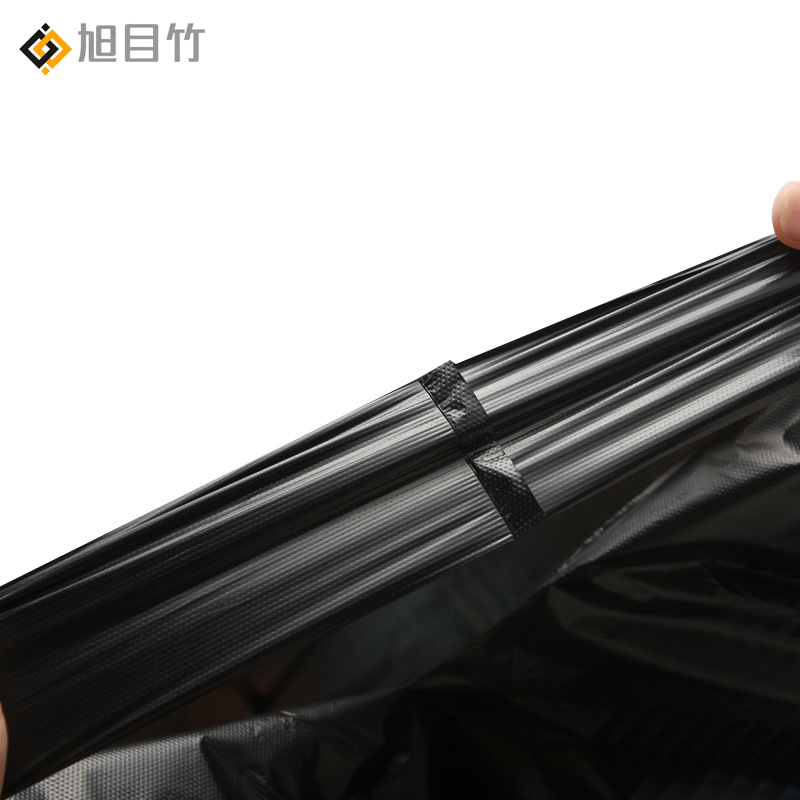 旭目竹 手提背心式黑色一次性加厚垃圾袋 宽36*55cm 个高清大图