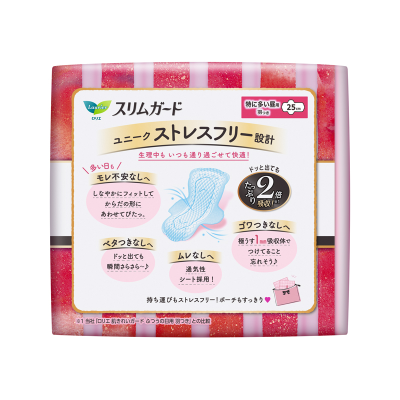 花王乐而雅(laurier)零触感特薄量多日用25cm 19片*4包 卫生巾姨妈巾(日本原装进口)新老包装随机